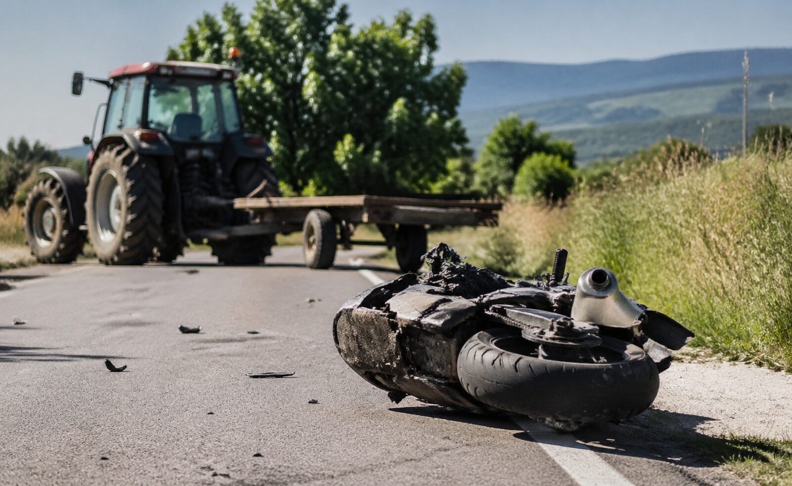 incidente moto trattore