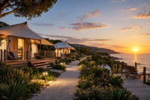 Glamping al tramonto sulla costa
