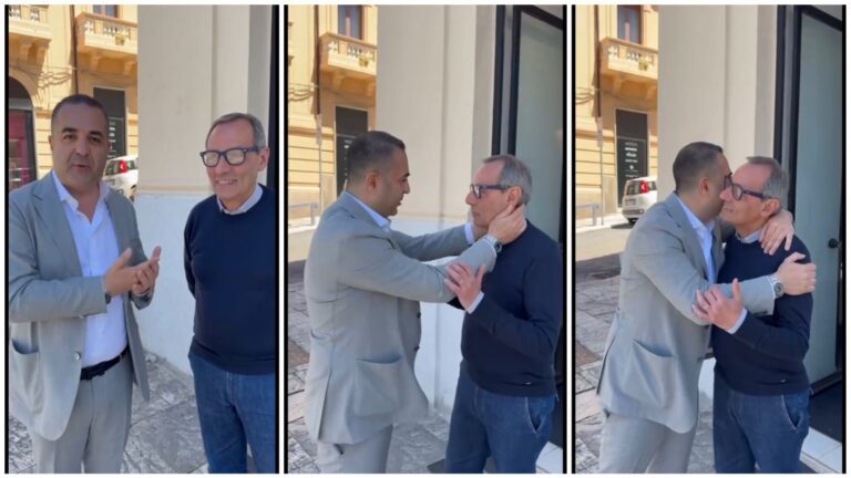 Cannizzaro fa visita a Battaglia: il VIDEO storico dell’abbraccio tra grandi amici che alza il livello della campagna elettorale di Reggio