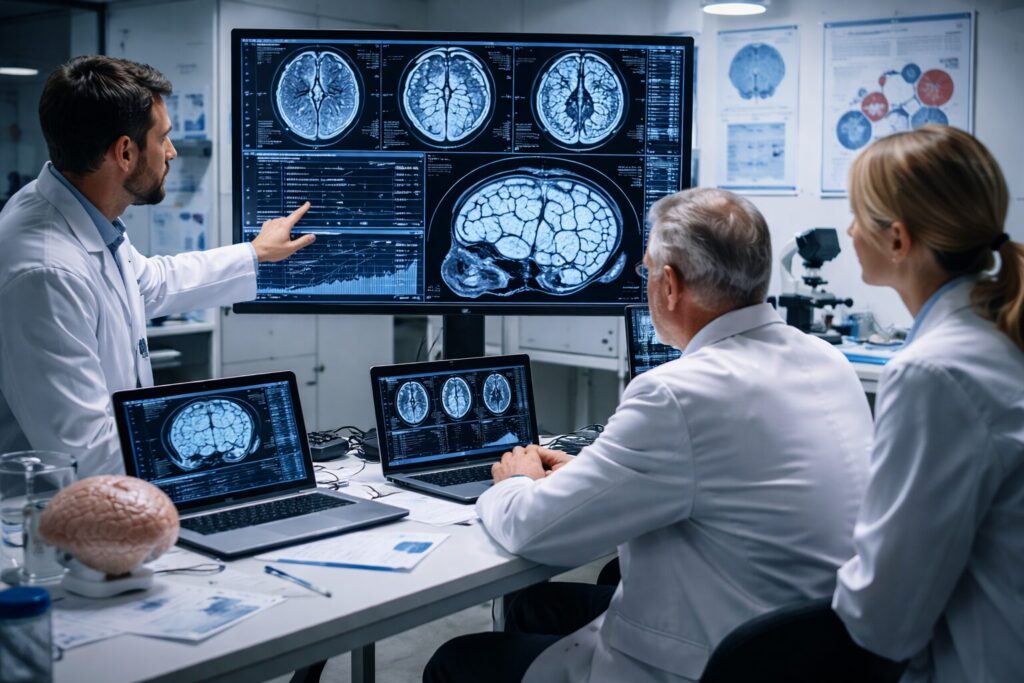 Ricerca neuroscientifica in laboratorio moderno