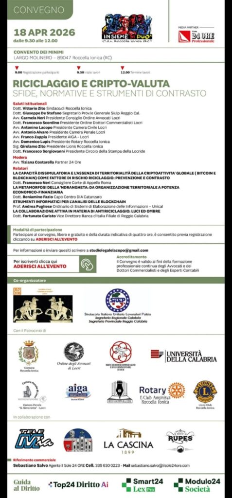 convegno riciclaggio e cripto valuta