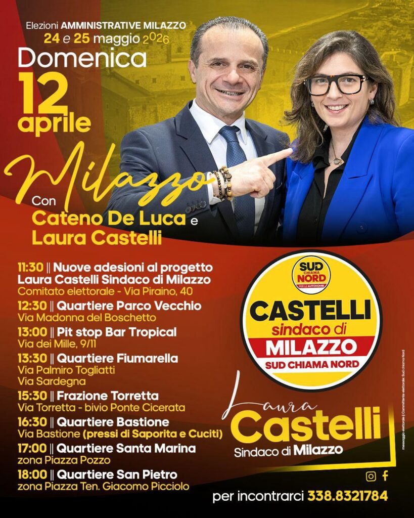 locandina evento laura castelli sindaco di milazzo