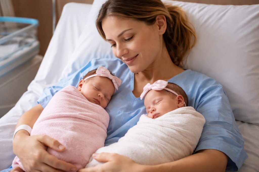 mamma partorisce due gemelle