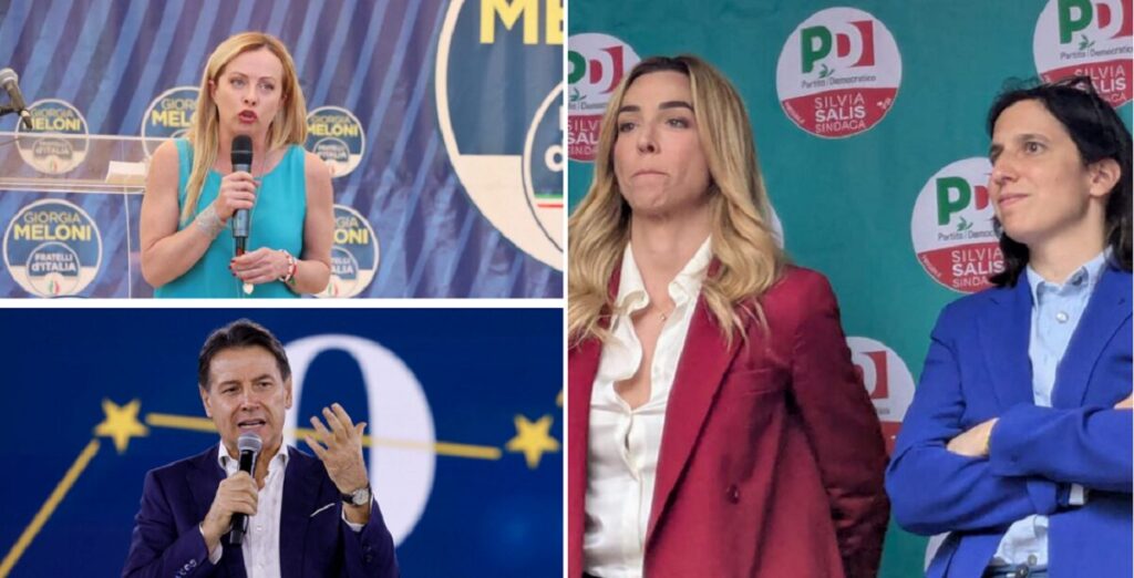 meloni, conte, schlein, salis