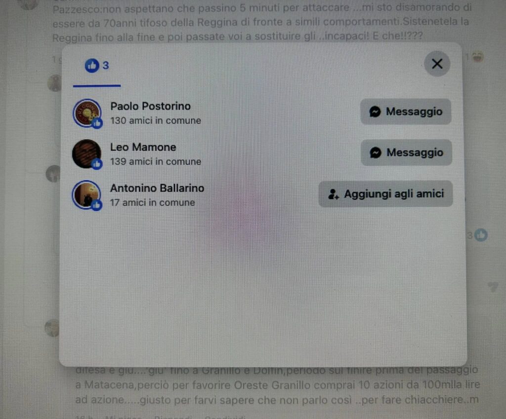 screen commento con mi piace ballarino