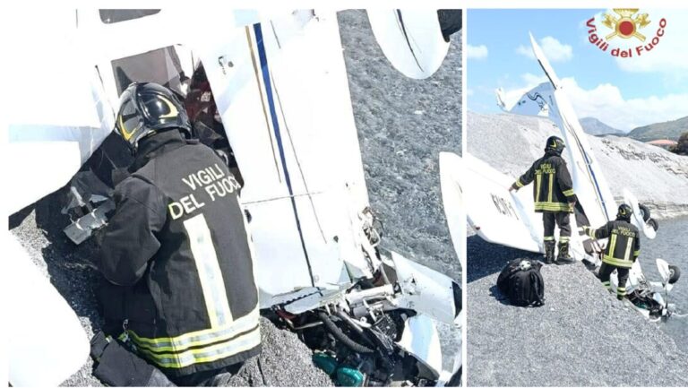 Ultraleggero partito da Siracusa precipita sulla spiaggia di Grisolia Lido in Calabria | FOTO