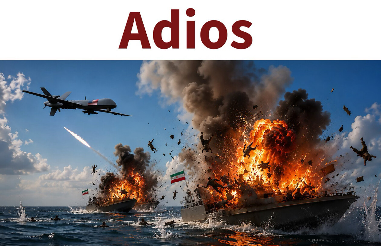 Adios immagine Trump navi bombardate