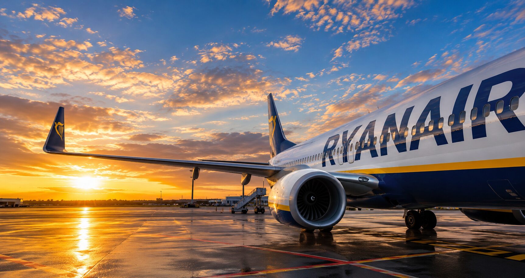 Aereo Ryanair al tramonto