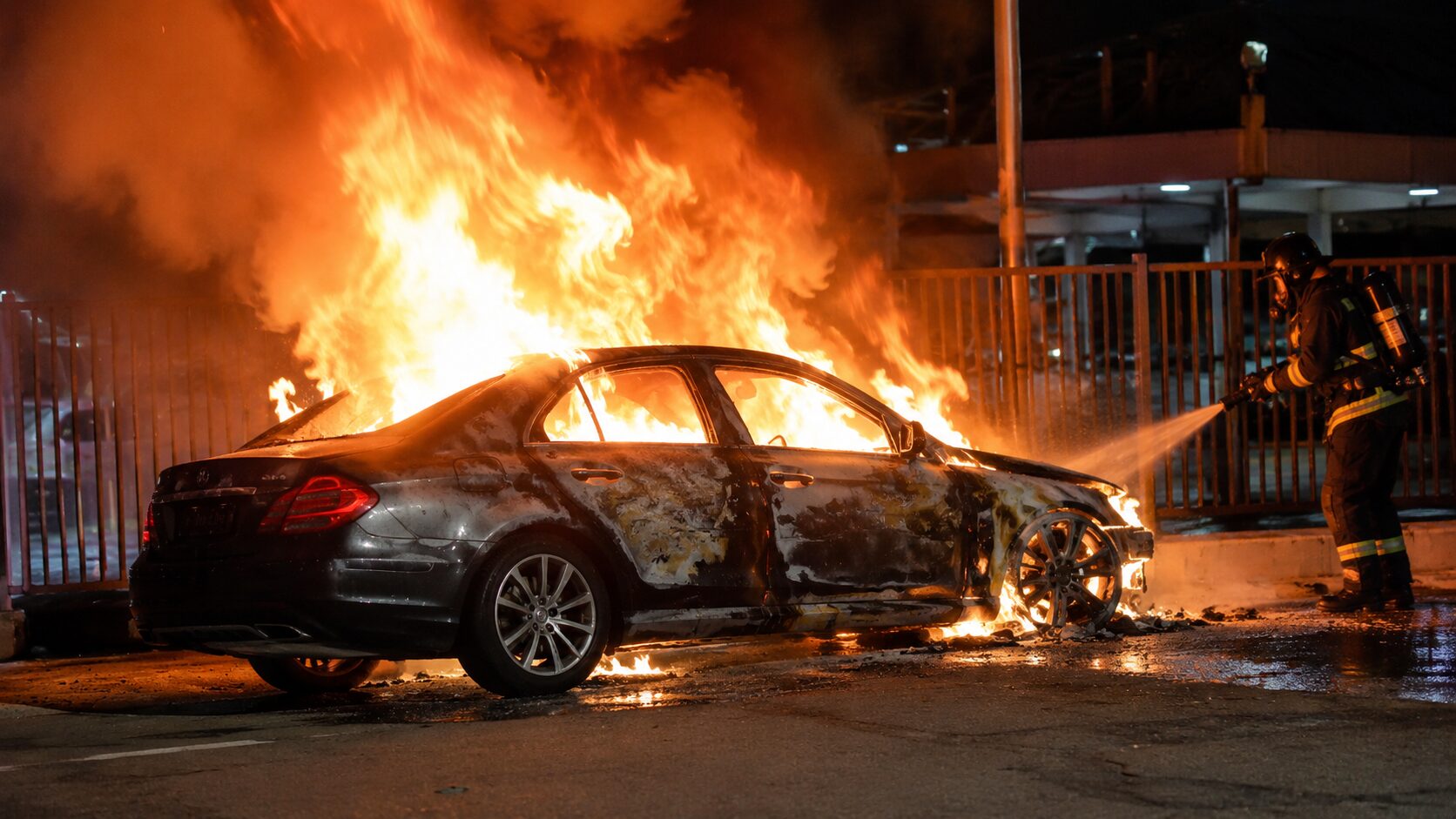 Auto in fiamme