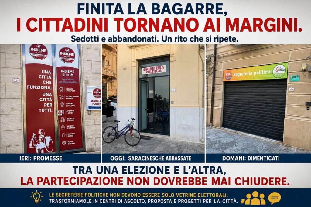 Serrande chiuse segreterie politiche