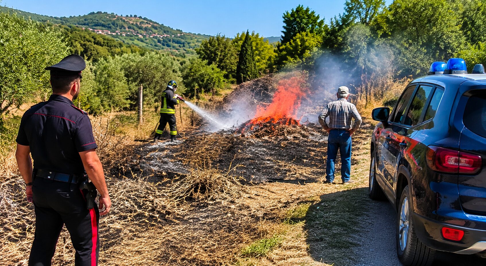 incendio sterpaglie carabinieri