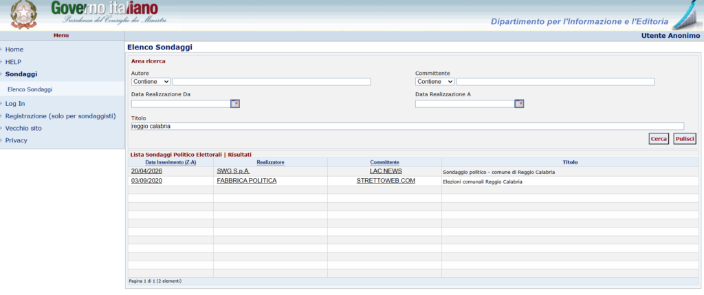screen archivi sondaggi