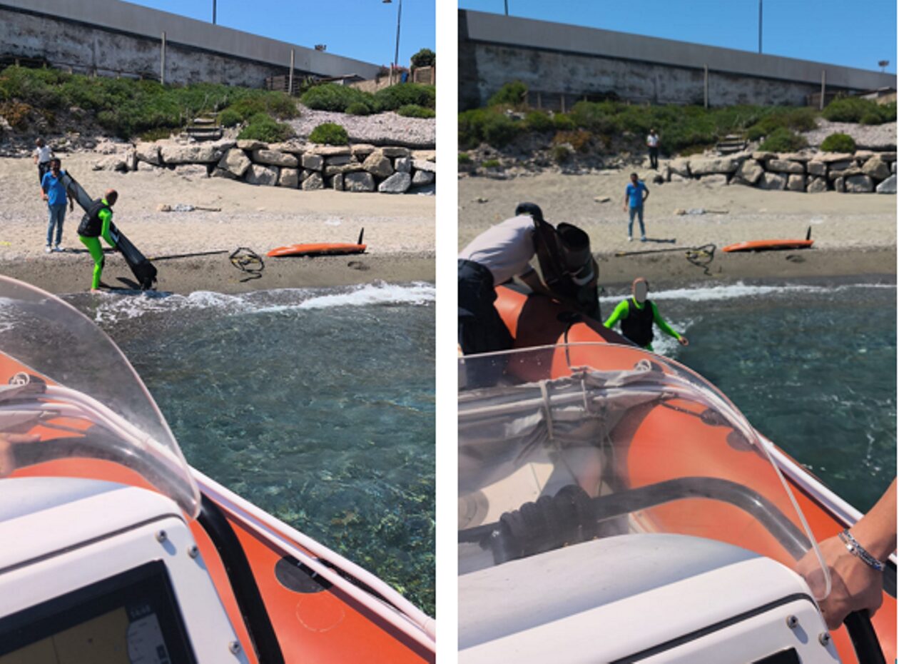 surfista in difficoltà