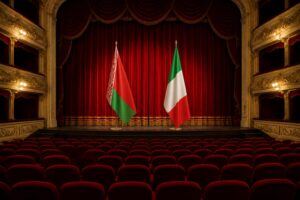 teatro con bandiera bielorussia e italia