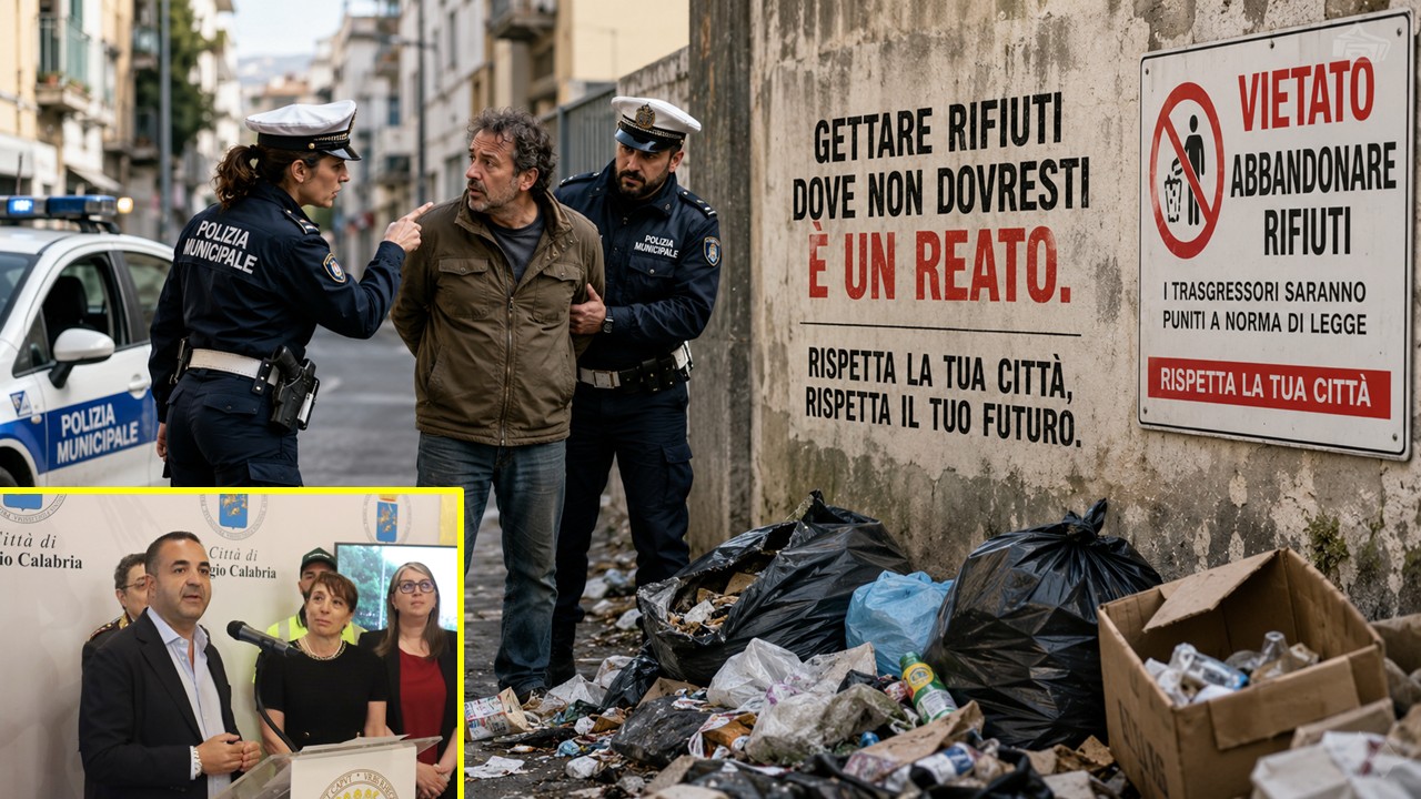 Cannizzaro e arresto persona che butta spazzatura
