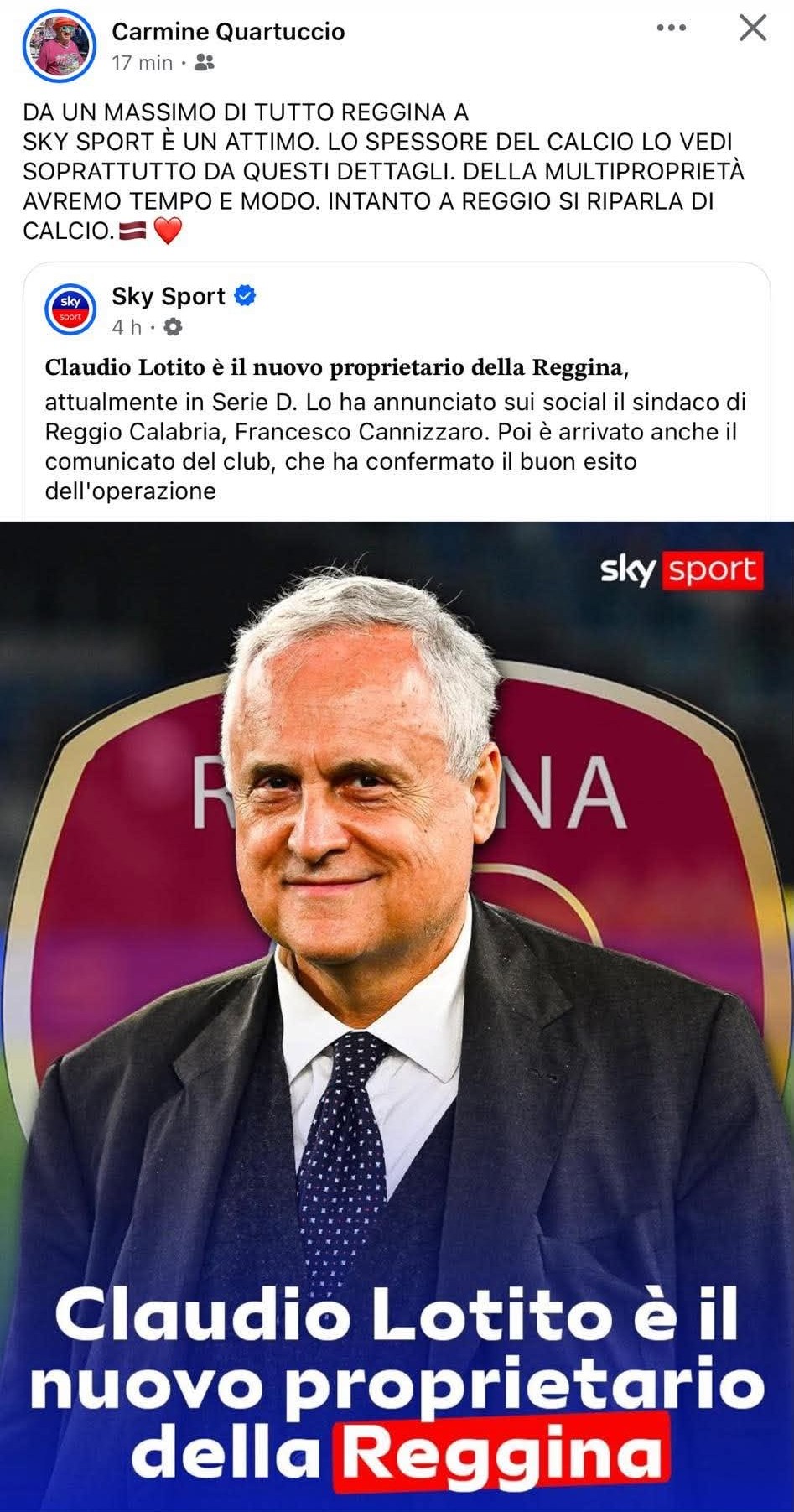 Carminello parole Claudio Lotito