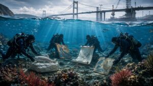 Installazione artistica subacquea e ponte sullo stretto