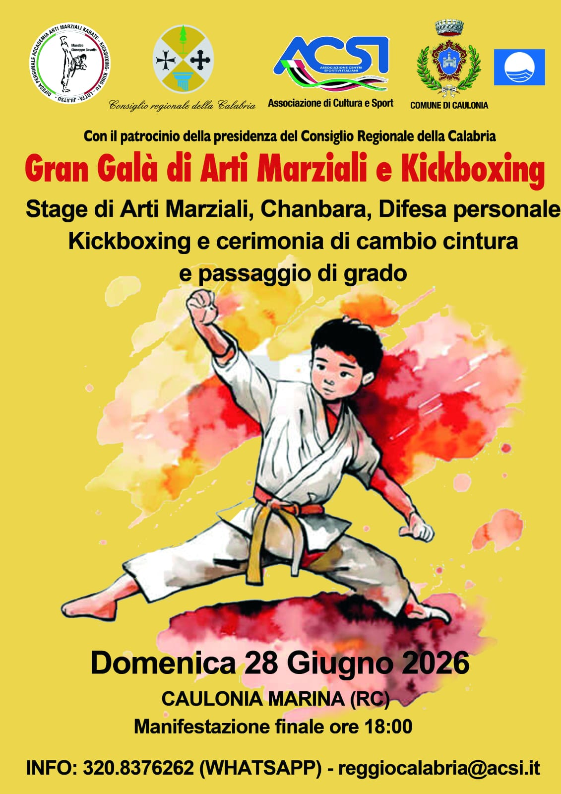 Locandina evento Gran Gala di arti marziali e kickboxing