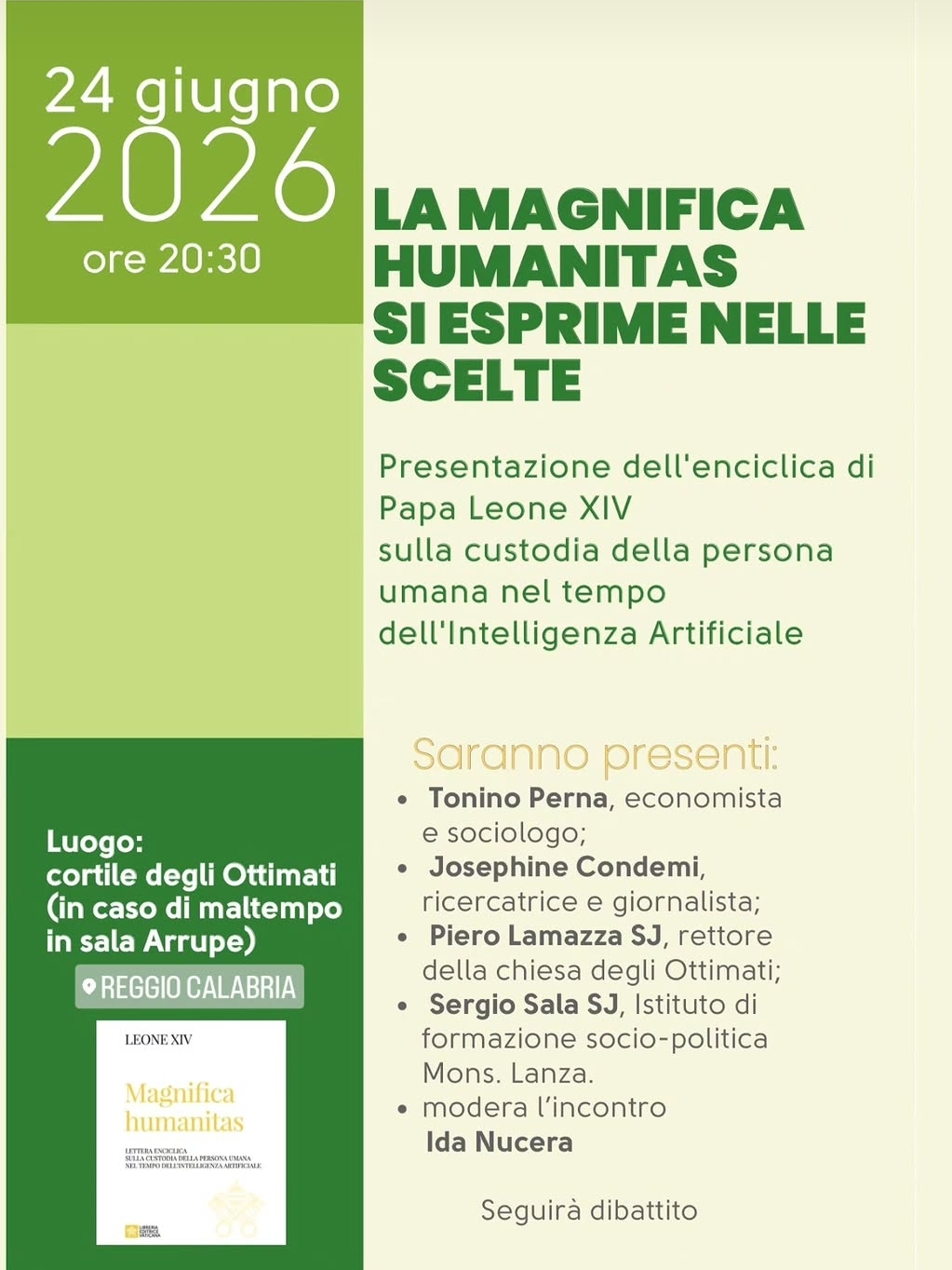 Locandina presentazione enciclica Magnifica Humanitas