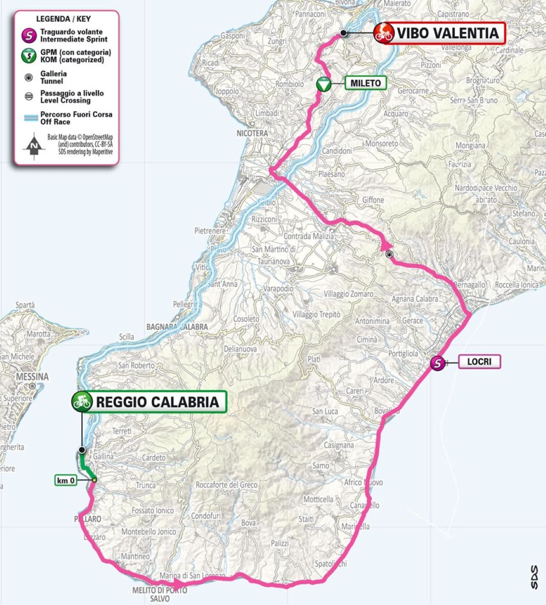 Planimetria 1ª Tappa Giro Next Gen Reggio Calabria-Vibo Valentia