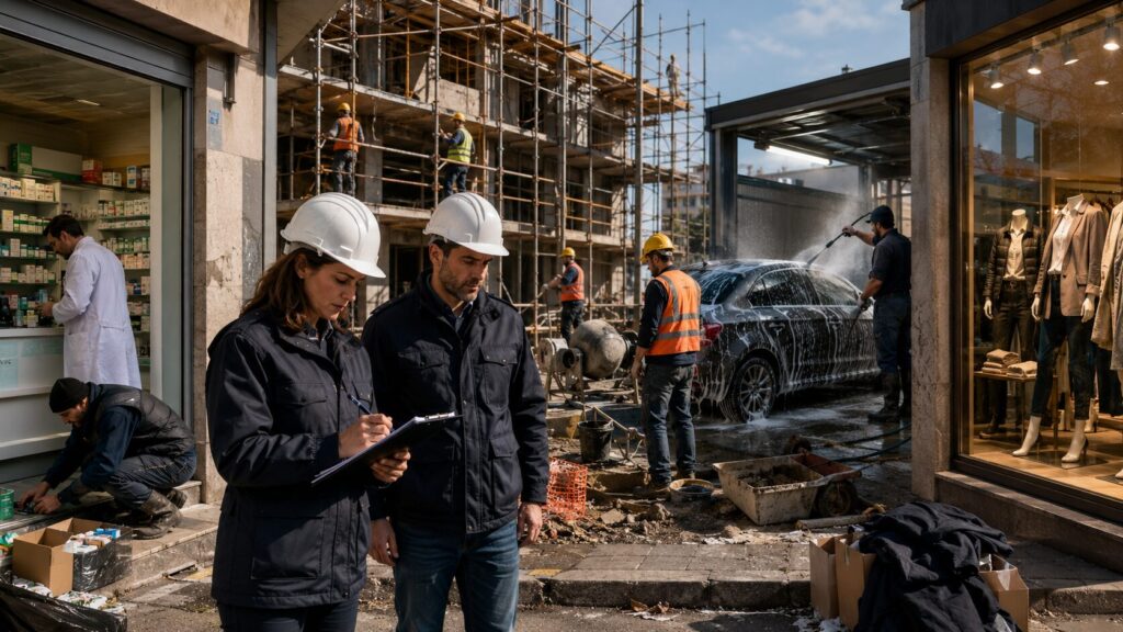 controlli cantieri, farmacie, negozi di abbigliamento e autolavaggi