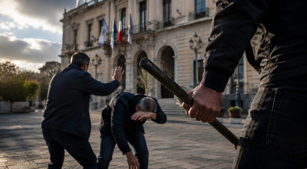 dipendenti aggrediti con un palo