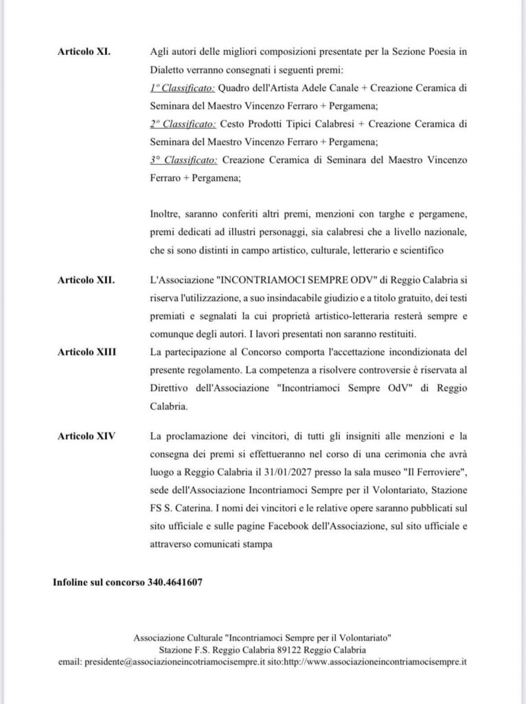 16° Concorso Internazionale di Poesia 2026 Ettore Pensabene Incontriamoci Sempre