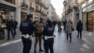 Uomo seminudo fermato dalla polizia sul corso