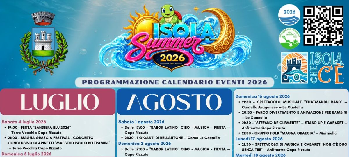 Calendario Isola Capo Rizzuto estate 2026