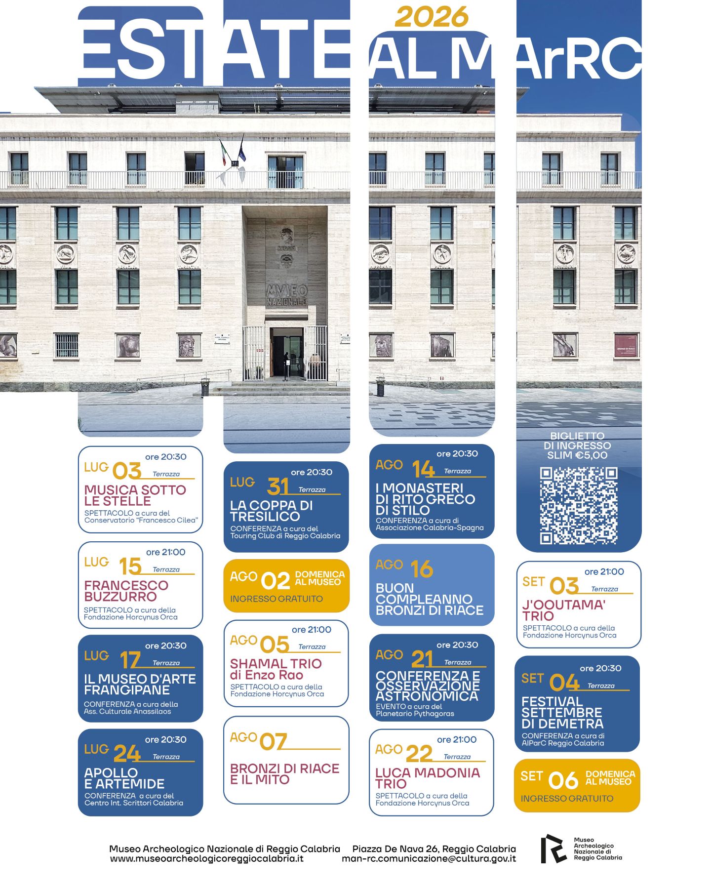 Calendario estivo eventi Museo Archeologico Reggio Calabria