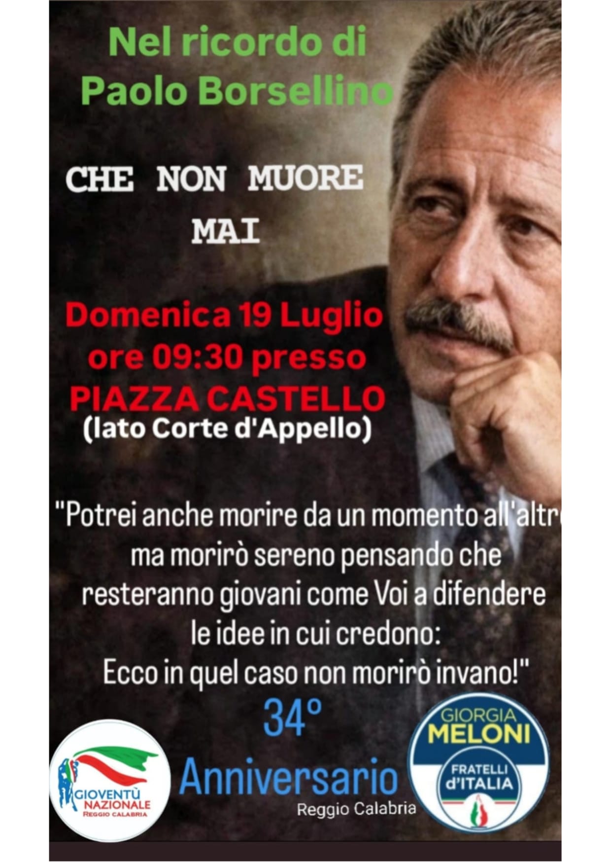 Locandina 34° anniversario Borsellino