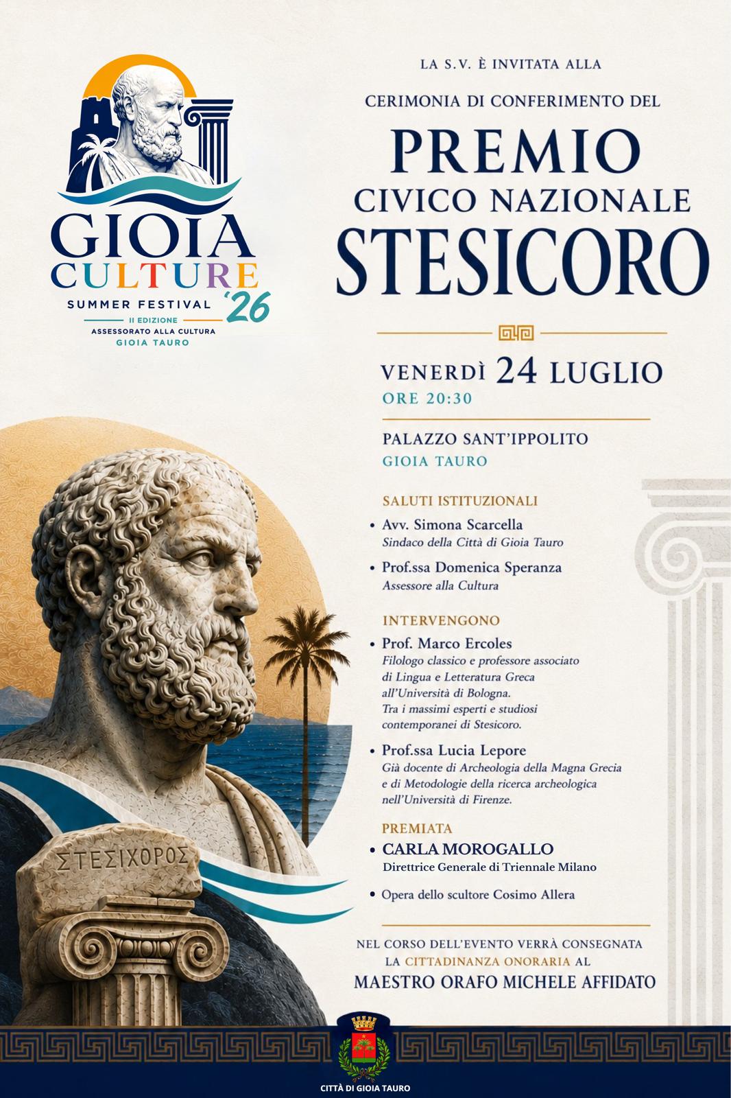 Locandina Cerimonia Premio Civico Nazionale Stesicoro