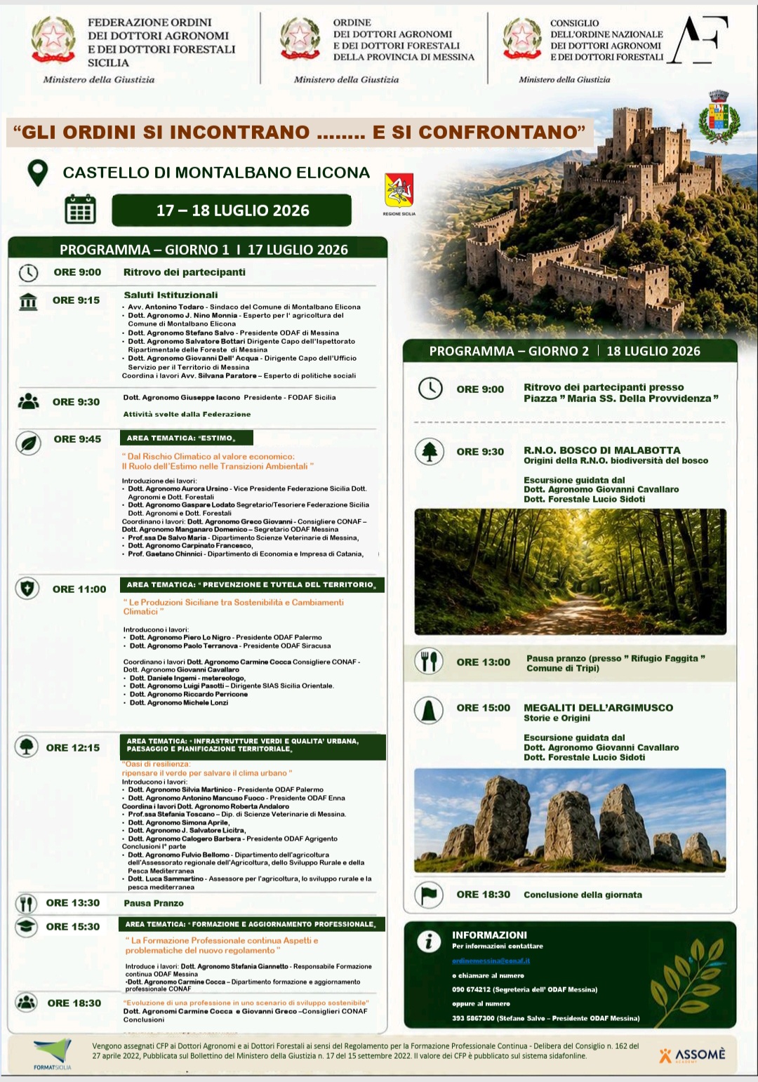 Locandina Montalbano Elicona confronto Ordini dei Dottori Agronomi e dei Dottori Forestali della Sicilia