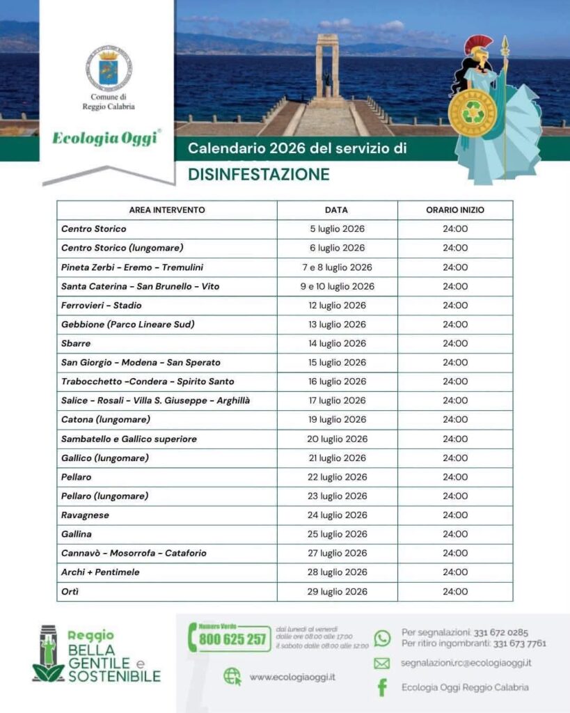 calendario disinfestazione luglio 2026