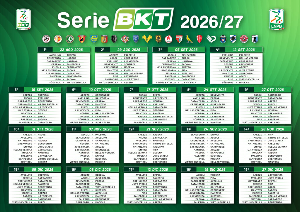 calendario serie b 2025-2026 girone d'andata