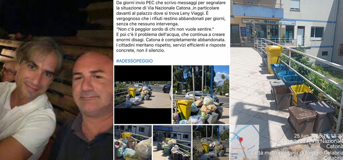 foto vecchia segnalazione rifiuti cotroneo e foto reale