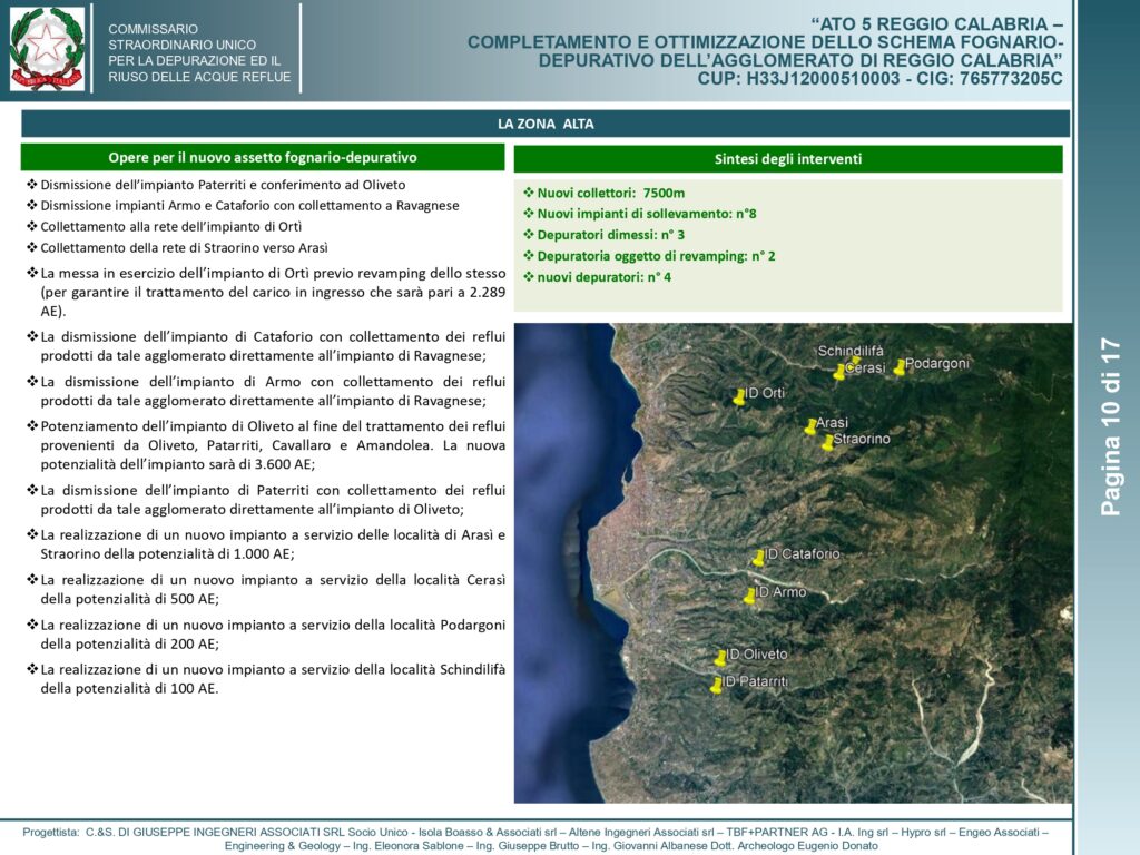 interventi per i depuratori di reggio calabria