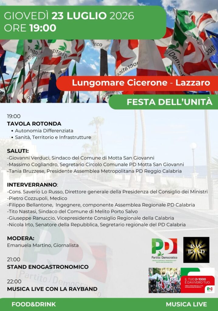 programma festival dell'unità a motta san giovanni