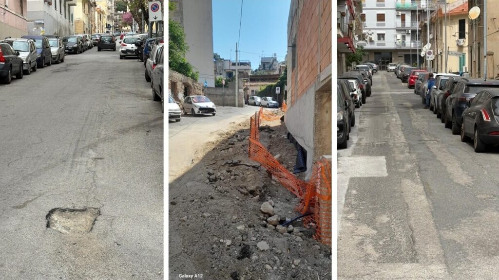 strade dissestate vicino area piazza san vincenzo messina