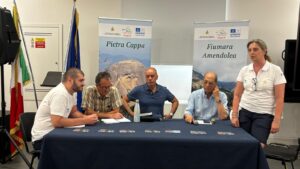 valutatori incaricati dall’UNESCO, Christophe Lansigu e Javier López Caballero, con Il Commissario Carullo e l’Ingegnere Sabrina Scalera