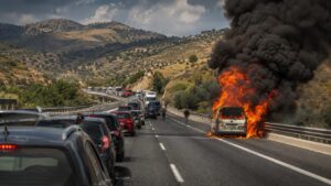 veicolo in fiamme