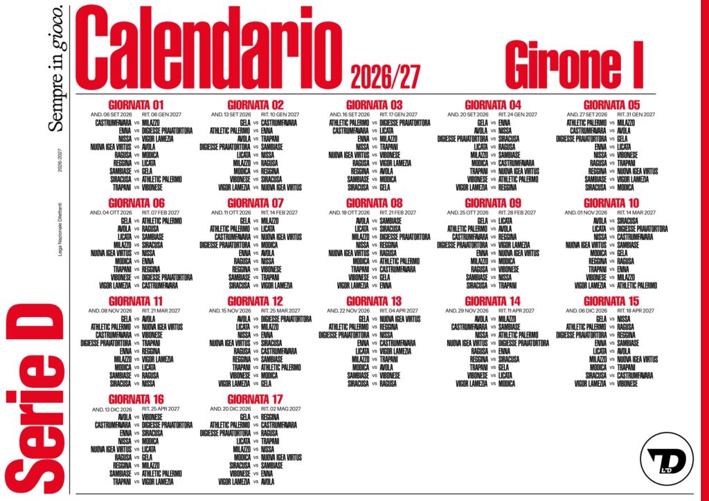 Calendario girone I