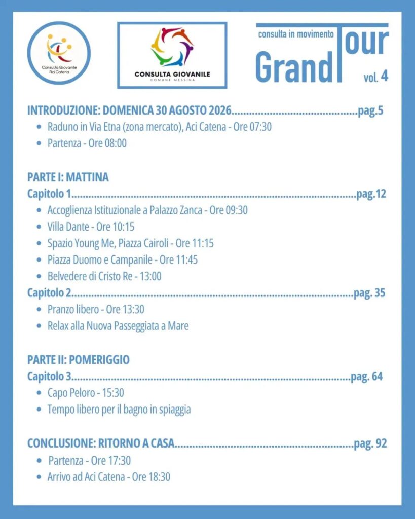 “Grand Tour – Consulta in Movimento” Messina accoglie la Consulta Giovanile di Aci Catena