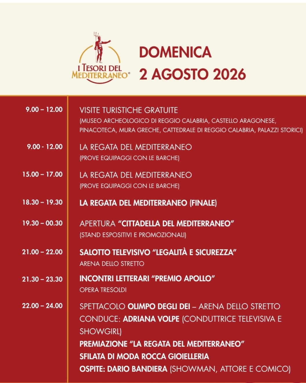 Programma I tesori del Mediterraneo 2026