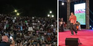 Raffaello canta l'inno Vai Reggina all'Arena