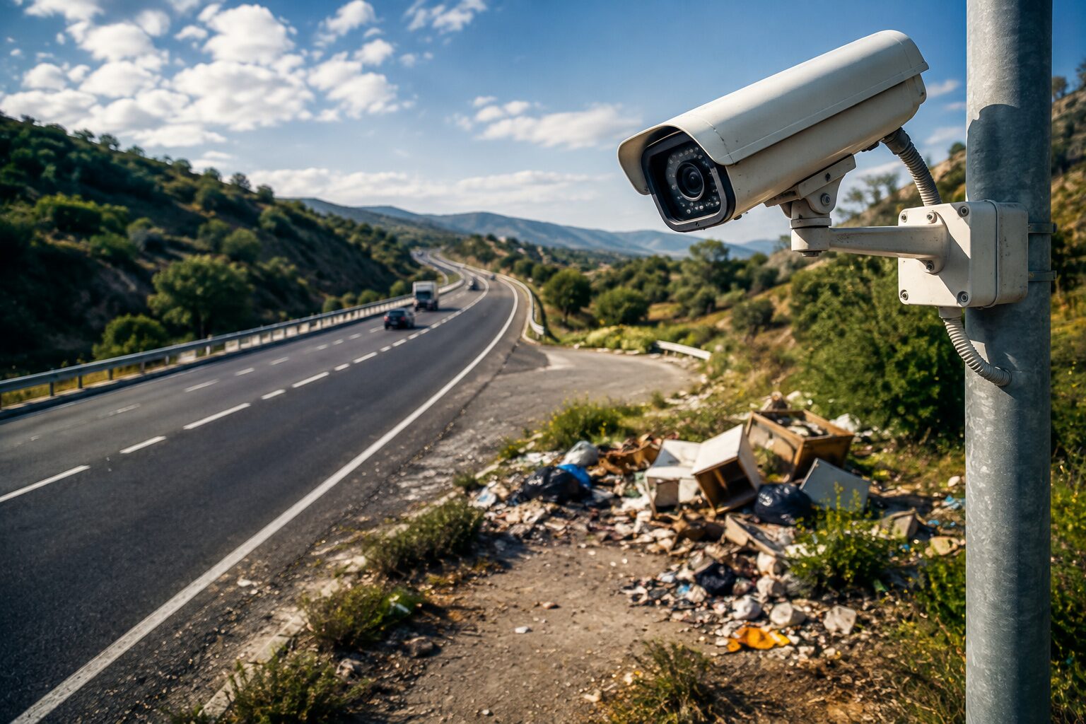 Telecamera sorveglia rifiuti sulla strada