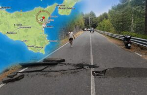 Terremoto sull’Etna strada crepata in Sicilia