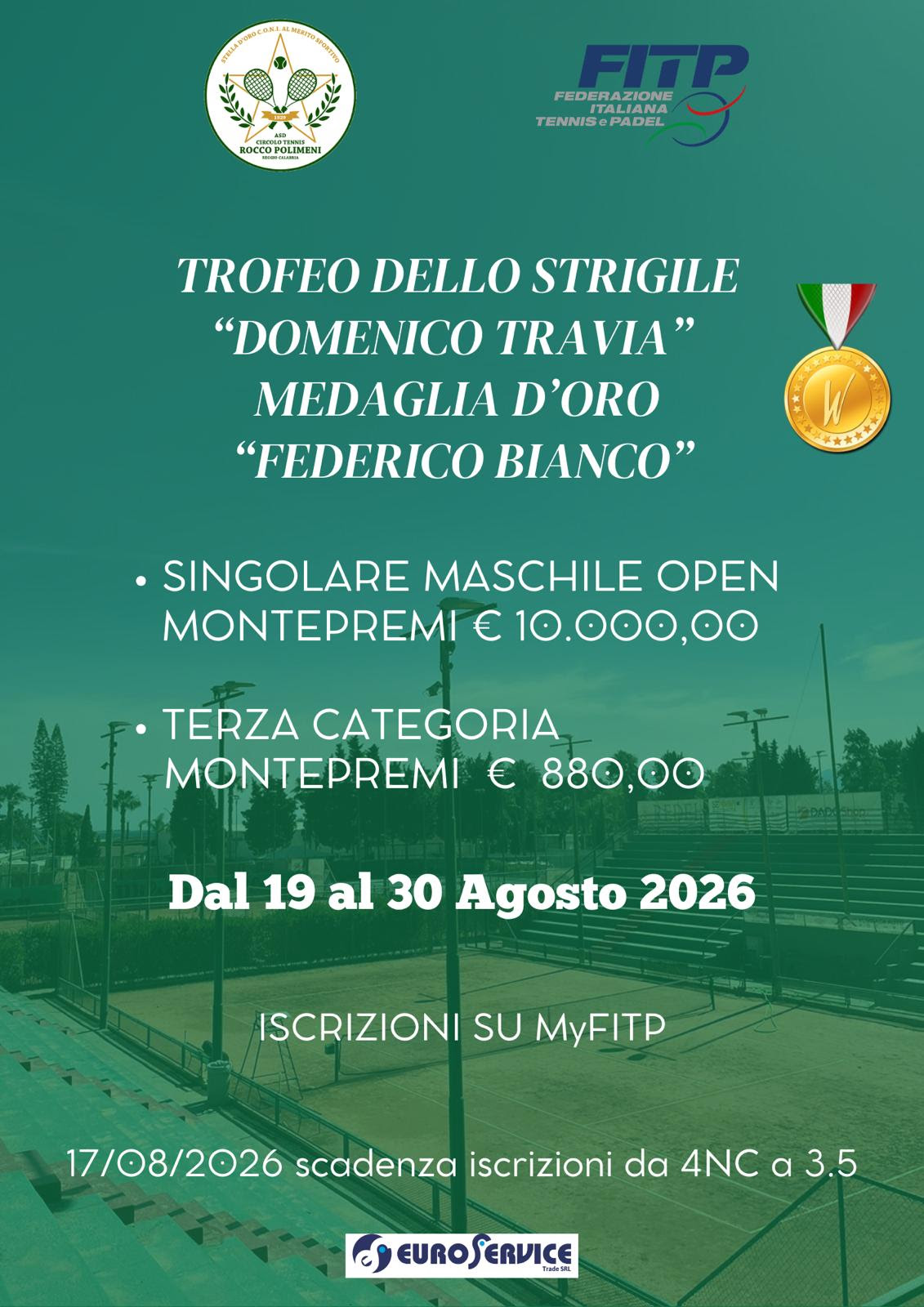 Trofeo dello Strigile Domenico Travia - medaglia d’oro Federico Bianco