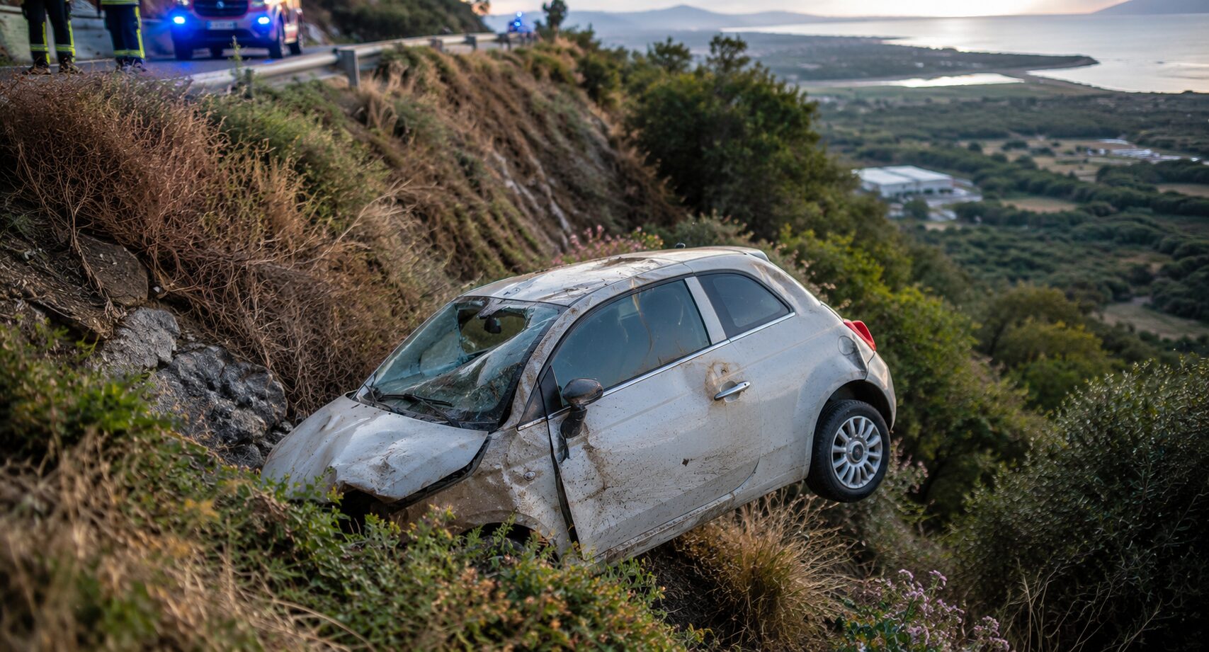 auto precipita in una scarpata