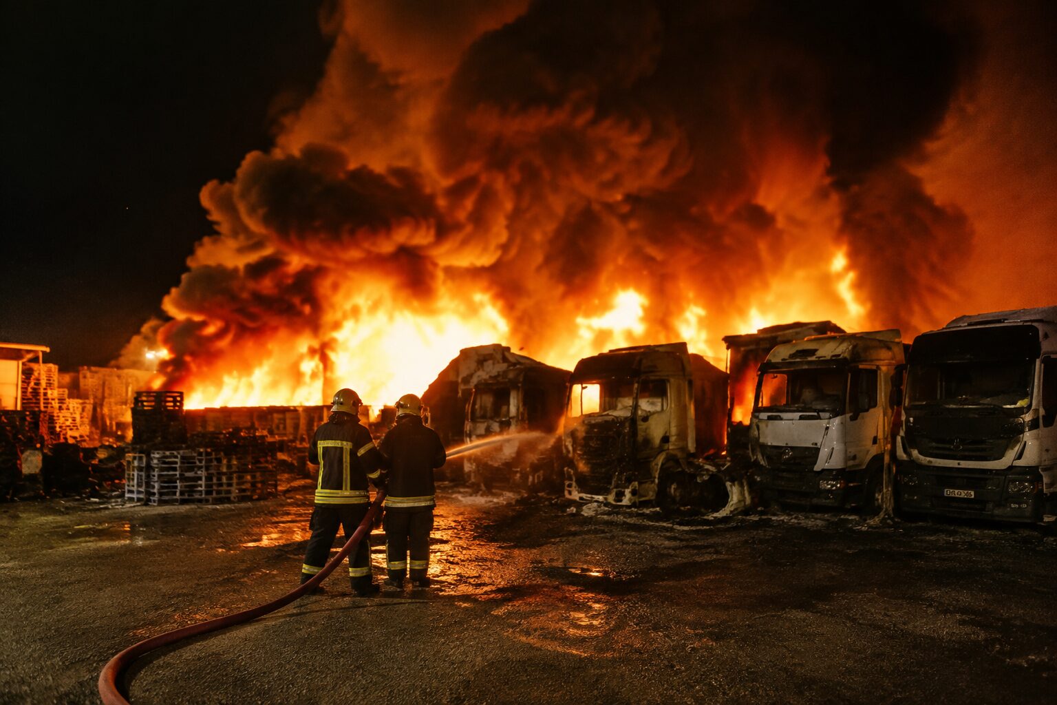 incendio deposito mezzi